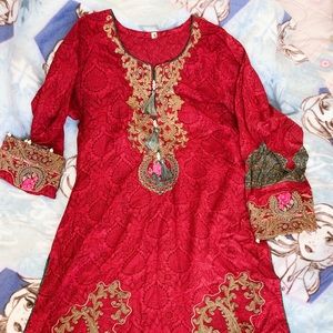 Red Shalwar Kameez Indian Pakistani Afghan Dress
